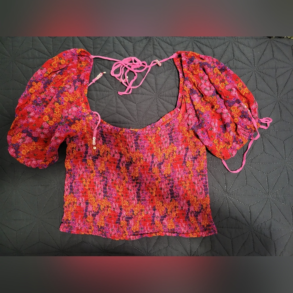 Free people cropped floral blouse